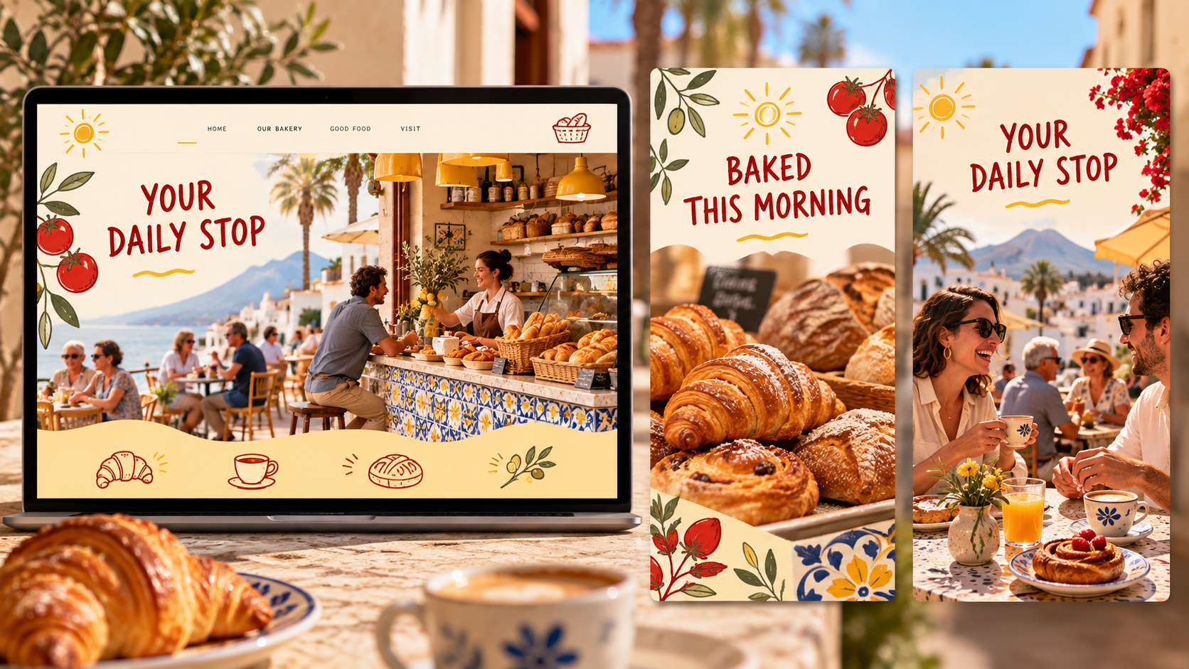 Bakery and café website and advertising concept