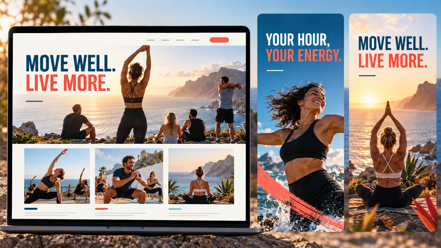 Fitness studio website and advertising concept