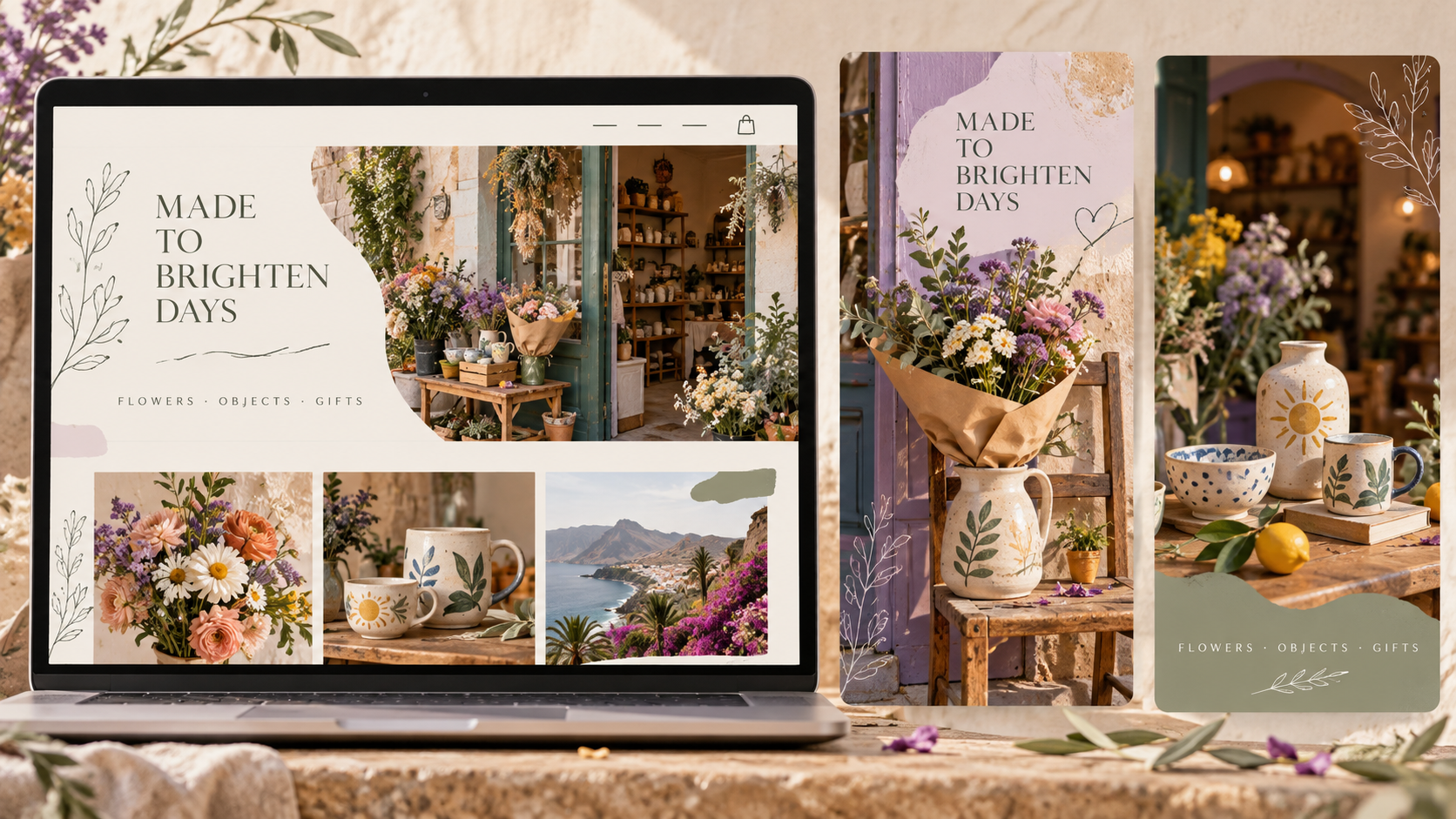 Florist and gift shop website and advertising concept